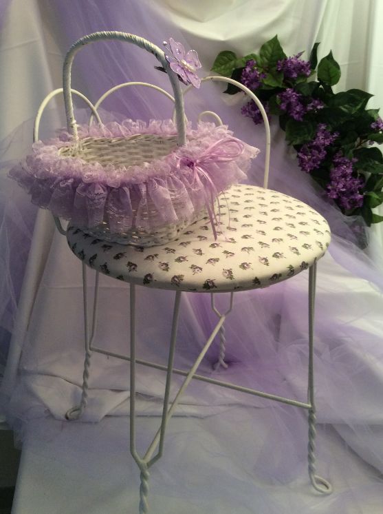 AAA_Small White Boudoir Chair with Lavender Flowers