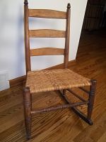 Woven seat, small, antique wood rocker