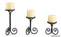 Scroll Pillar Candle Holders, Set of 3